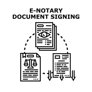 Electronic document signing process with digital notary service 스톡 일러스트