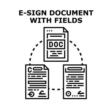 Electronic document signing process with multiple fields Stock Illustration