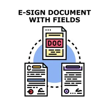 Electronic document signing process with multiple fields 스톡 일러스트