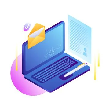 Electronic Documents, online service Illustration. Stock Illustration
