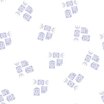 Electronic documents protection glyph seamless pattern Illustrazione stock