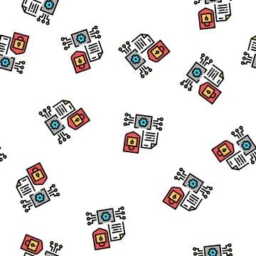 Electronic documents protection vector seamless pattern 스톡 일러스트