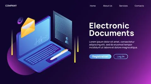 Electronic Documents service. Creative Landing Website Page Stockillustratie