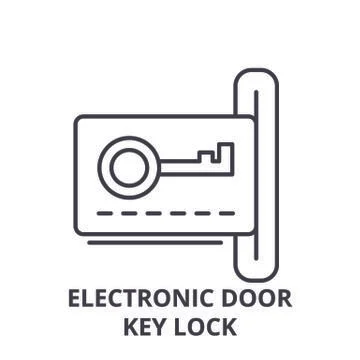 Electronic dook key lock line icon concept. Electronic dook key lock vector Stock Illustration