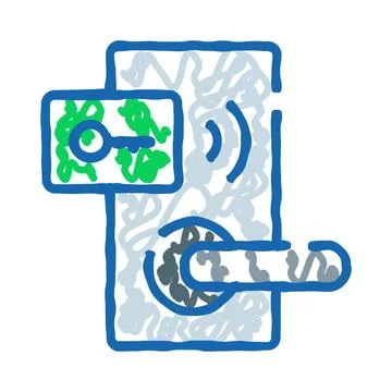 Electronic door lock with key card access icon Stock Illustration