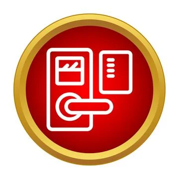 Electronic door lock system with key card access icon Stock Illustration