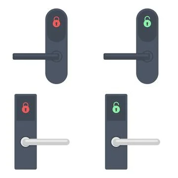 Electronic Door Locks with Locked and Unlocked Icons Stock Illustration