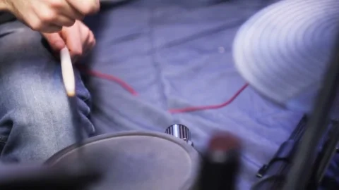 Electronic Drum Pupil Playing Stock Footage 83161169