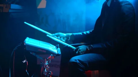 Electronic Drums Playing at a Small Concert Stock Footage 83527678