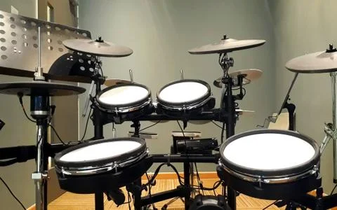 Electronic drums in a recording studio Stock Photos