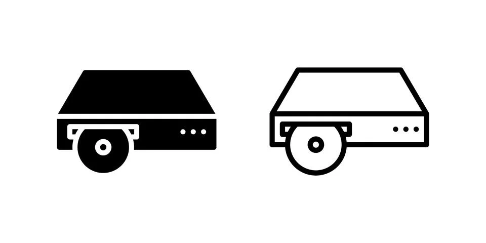 Electronic DVD player icon set for video playback and home entertainment Stock Illustration