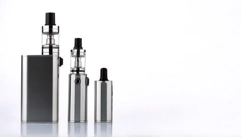 Electronic E cigarette or vape is a vaporizer device that simulates tobacco.. Stock Photos