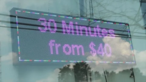 Electronic electric digital rectangle horizontal changing animated sign massage Stock Footage 249418834