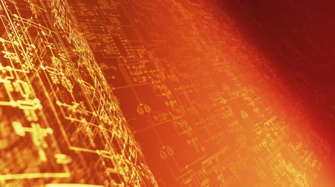 Electronic / Electric project background in gold. LOOP. Видео 62654419