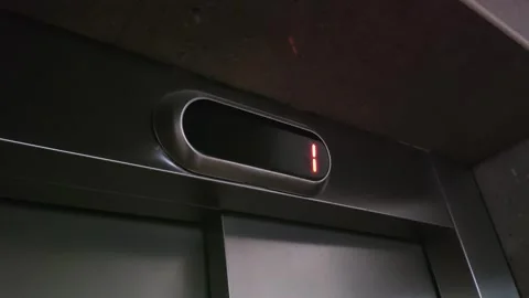 Electronic elevator sign with floor numbering, close-up Stock Footage 296228091