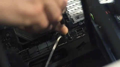 Electronic engineer of computer technology. Maintenance computer cpu hardware Stock Footage 81545363