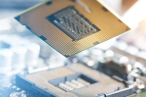 Electronic engineer of computer technology. Maintenance computer cpu hardware Stock Photos