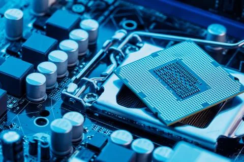 Electronic engineer of computer technology. Maintenance computer cpu hardware Stock Photos