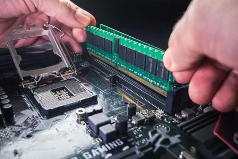 Electronic engineer of computer technology. Maintenance computer hardware Stock Photos