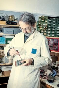 Electronic engineer is working in his laboratory Foto stock
