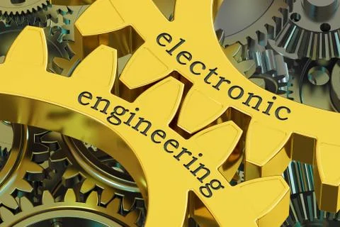 Electronic Engineering concept on the gears, 3D rendering 스톡 일러스트