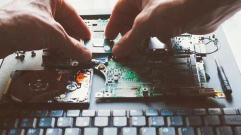Electronic engineering processor installation Stock Photos