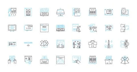 Electronic equipment linear icons set. Gadgets, Devices, Technology, Automation Stock Illustration