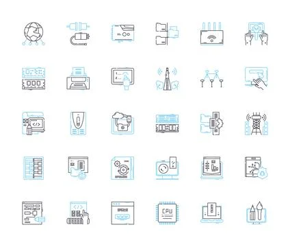 Electronic equipment linear icons set. Gadgets, Devices, Technology, Automation イラスト素材