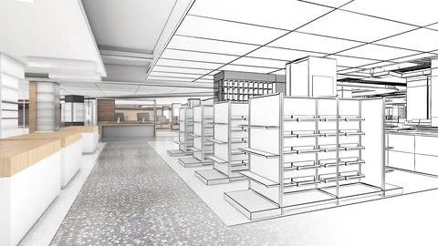 Electronic equipment store ,computer and gadget shop.a combination of line .. Stock Illustration