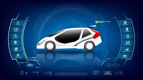 Electronic EV car with AI interface 001 Stock Illustration