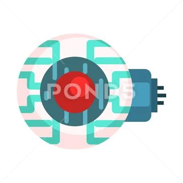 Electronic Eye For Android, Human Organ Replica, Part Of Futuristic Robotic And Stock Illustration