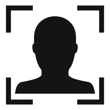 Electronic face recognition icon, simple style Stock Illustration