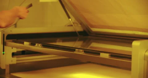 Electronic factory worker optical test printed circuit board PCB. Stock Footage 136208407