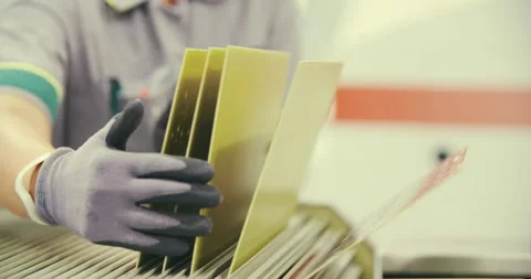 Electronic factory worker test printed circuit board, tracking close up shot. Stock Footage 136209387