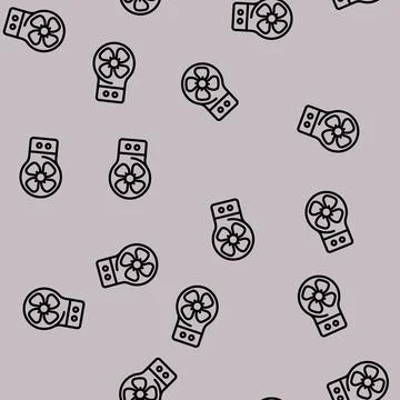 Electronic fan gadget line vector seamless pattern Stock Illustration