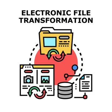Electronic file transformation process and digital data management Stock Illustration