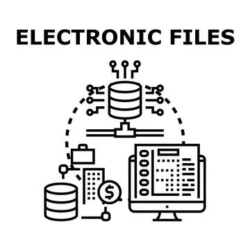 Electronic files data management and digital information system Stock Illustration