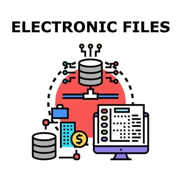 Electronic files data management and digital information system Stock Illustration