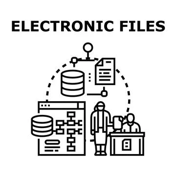 Electronic files managing and database organization concept Illustrazione stock