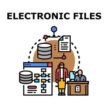 Electronic files managing and database organization concept Stock Illustration