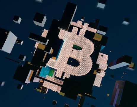 Electronic financial currency Bitcoin, data transmission and storage Illustrazione stock