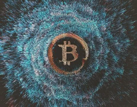 Electronic financial currency Bitcoin, data transmission and storage Illustrazione stock