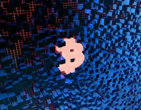 Electronic financial currency Bitcoin, data transmission and storage Illustrazione stock