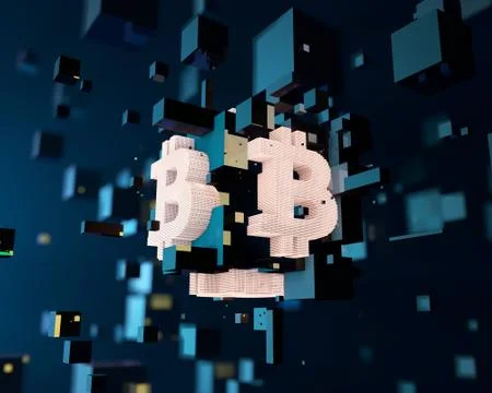 Electronic financial currency Bitcoin, data transmission and storage Illustrazione stock