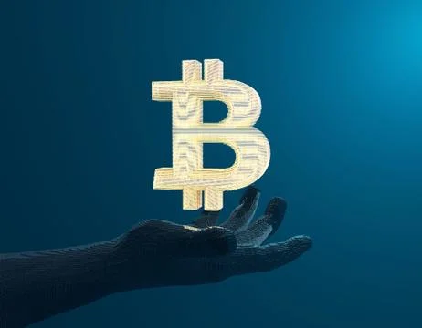Electronic financial currency Bitcoin, data transmission and storage Illustrazione stock