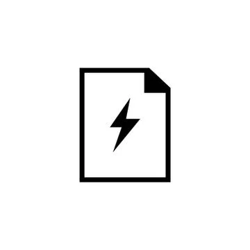 Electronic Flash Document, File and Lighting Bolt. Flat Vector Icon illustrat Stock Illustration
