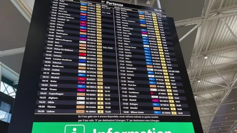 Electronic flights departures timetable board Stock Footage 274829407