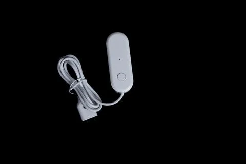 Electronic flood sensor, battery-powered moisture sensor, smart home, flood.. Stock Photos