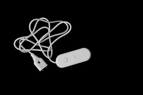 Electronic flood sensor, battery-powered moisture sensor, smart home, flood.. Stock Photos