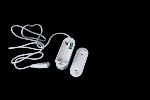 Electronic flood sensor, battery-powered moisture sensor, smart home, flood.. Stock Photos